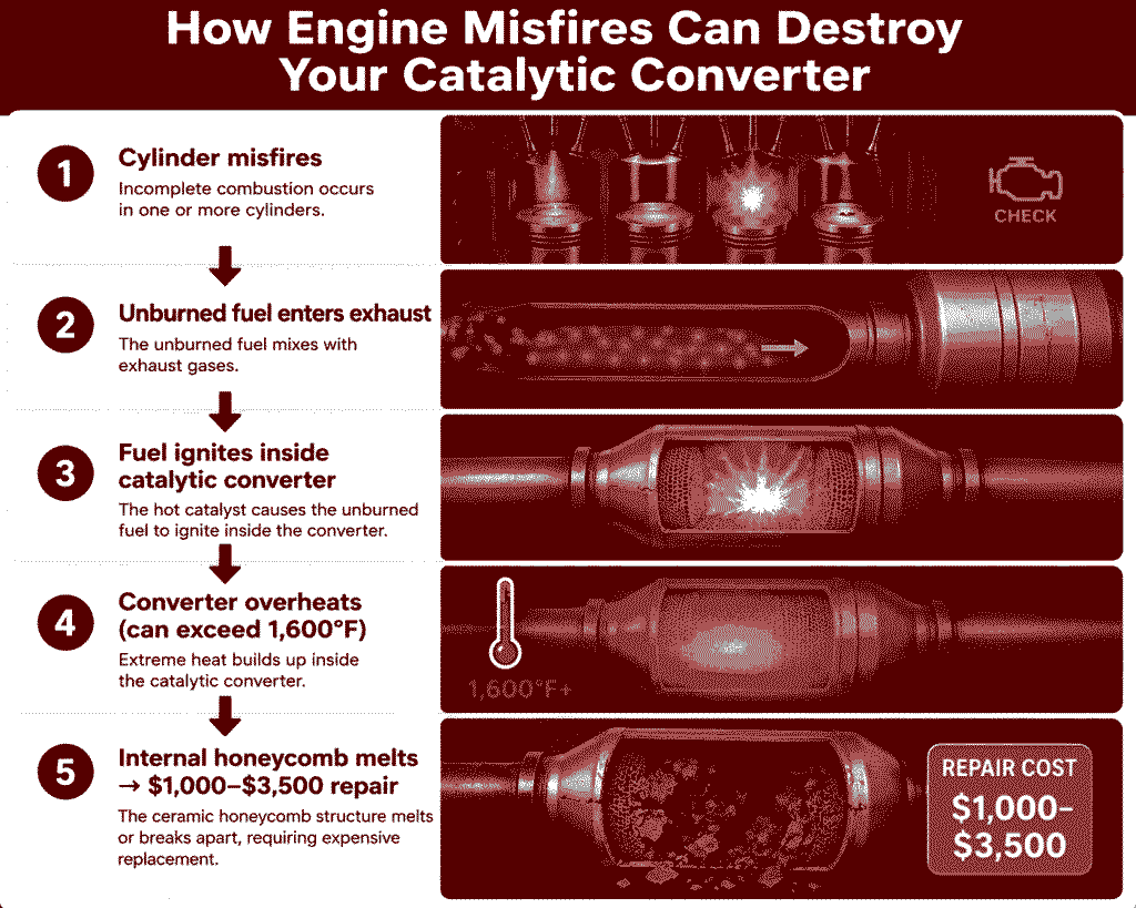 engine misfires can destroy your catalytic converter